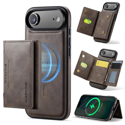 For iPhone Air MAGKING K2 Series MagSafe RFID Card Bag Detachable Phone Case(Coffee) - iPhone Air Cases by MAGKING | Online Shopping UK | buy2fix
