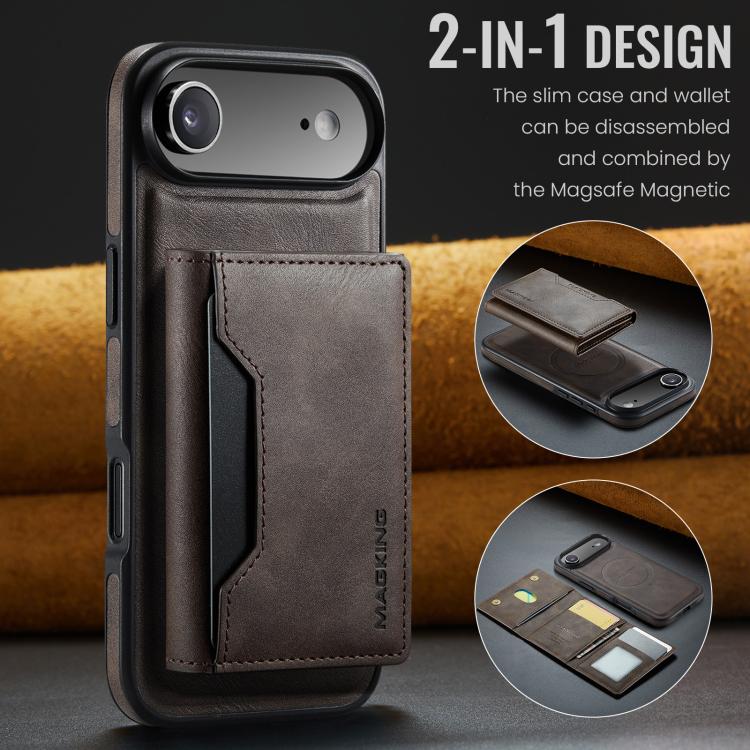 For iPhone Air MAGKING K2 Series MagSafe RFID Card Bag Detachable Phone Case(Coffee) - iPhone Air Cases by MAGKING | Online Shopping UK | buy2fix