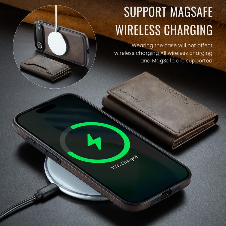 For iPhone Air MAGKING K2 Series MagSafe RFID Card Bag Detachable Phone Case(Coffee) - iPhone Air Cases by MAGKING | Online Shopping UK | buy2fix