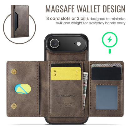 For iPhone Air MAGKING K2 Series MagSafe RFID Card Bag Detachable Phone Case(Coffee) - iPhone Air Cases by MAGKING | Online Shopping UK | buy2fix
