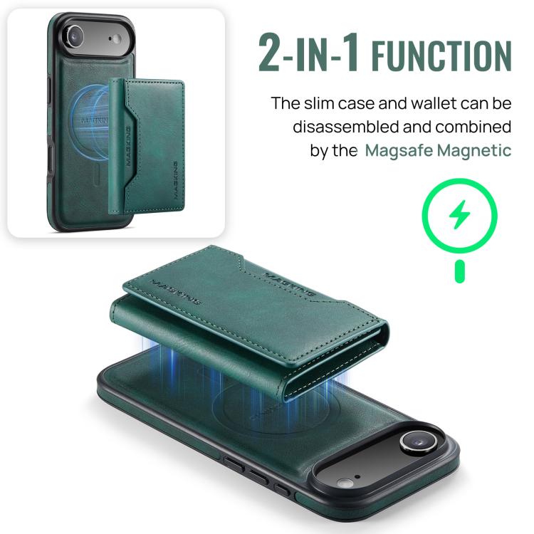 For iPhone Air MAGKING K2 Series MagSafe RFID Card Bag Detachable Phone Case(Green) - iPhone Air Cases by MAGKING | Online Shopping UK | buy2fix