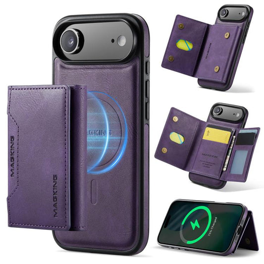 For iPhone Air MAGKING K2 Series MagSafe RFID Card Bag Detachable Phone Case(Purple) - iPhone Air Cases by MAGKING | Online Shopping UK | buy2fix