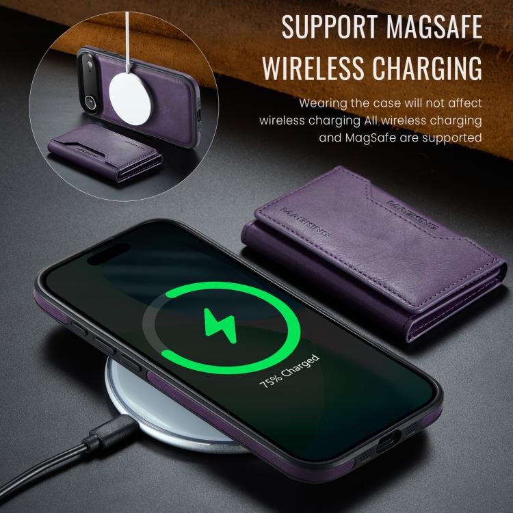 For iPhone Air MAGKING K2 Series MagSafe RFID Card Bag Detachable Phone Case(Purple) - iPhone Air Cases by MAGKING | Online Shopping UK | buy2fix