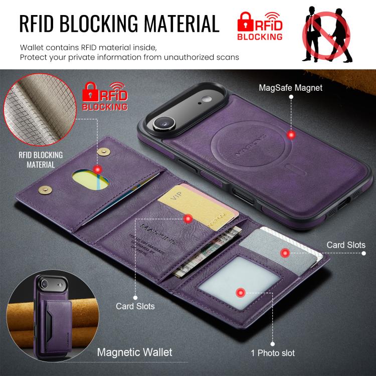 For iPhone Air MAGKING K2 Series MagSafe RFID Card Bag Detachable Phone Case(Purple) - iPhone Air Cases by MAGKING | Online Shopping UK | buy2fix