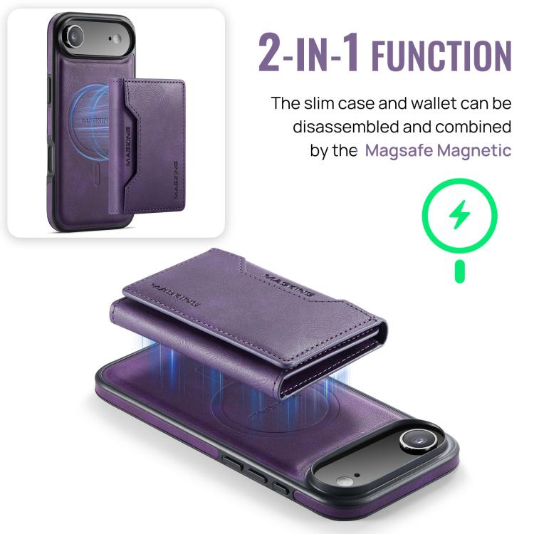 For iPhone Air MAGKING K2 Series MagSafe RFID Card Bag Detachable Phone Case(Purple) - iPhone Air Cases by MAGKING | Online Shopping UK | buy2fix