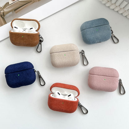 For AirPods Pro Corduroy Cloth Pattern Earphone Protective Case(Beige) - For AirPods Pro by buy2fix | Online Shopping UK | buy2fix