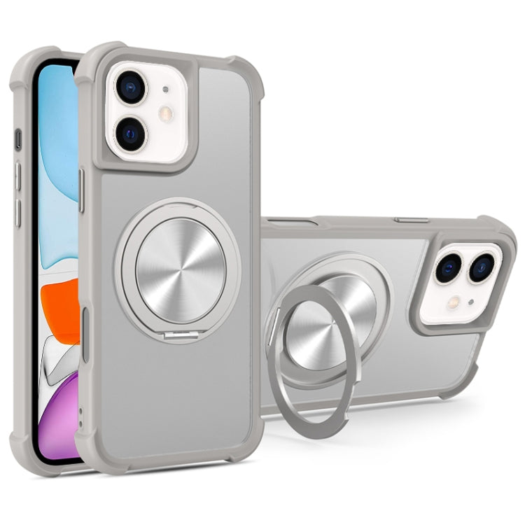 For iPhone 11 CD Texture 360 Degree Rotating Holder MagSafe Phone Case(Grey) - iPhone 11 Cases by buy2fix | Online Shopping UK | buy2fix