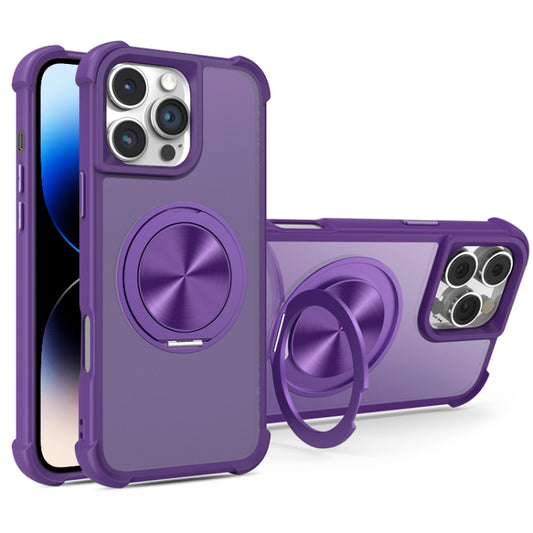 For iPhone 14 Pro Max CD Texture 360 Degree Rotating Holder MagSafe Phone Case(Purple) - iPhone 14 Pro Max Cases by buy2fix | Online Shopping UK | buy2fix