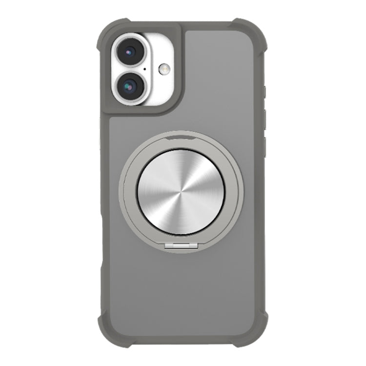 For iPhone 16 Plus CD Texture 360 Degree Rotating Holder MagSafe Phone Case(Grey) - iPhone 16 Plus Cases by buy2fix | Online Shopping UK | buy2fix