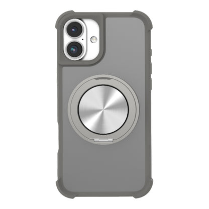 For iPhone 16 Plus CD Texture 360 Degree Rotating Holder MagSafe Phone Case(Grey) - iPhone 16 Plus Cases by buy2fix | Online Shopping UK | buy2fix