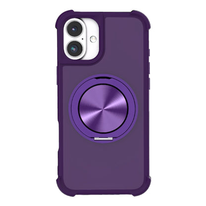 For iPhone 16 Plus CD Texture 360 Degree Rotating Holder MagSafe Phone Case(Purple) - iPhone 16 Plus Cases by buy2fix | Online Shopping UK | buy2fix
