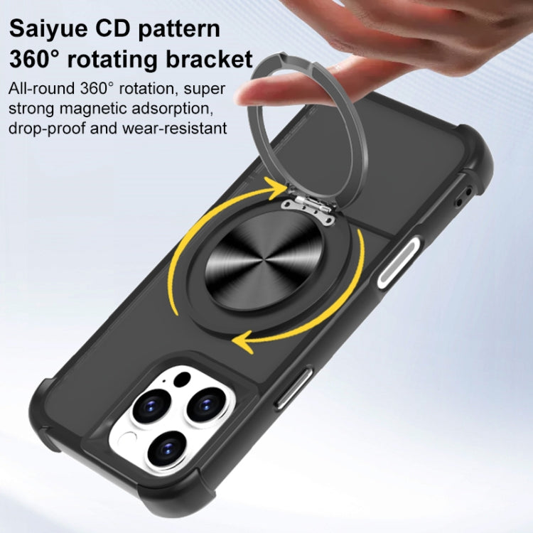 For iPhone 16 Pro CD Texture 360 Degree Rotating Holder MagSafe Phone Case(Purple) by buy2fix