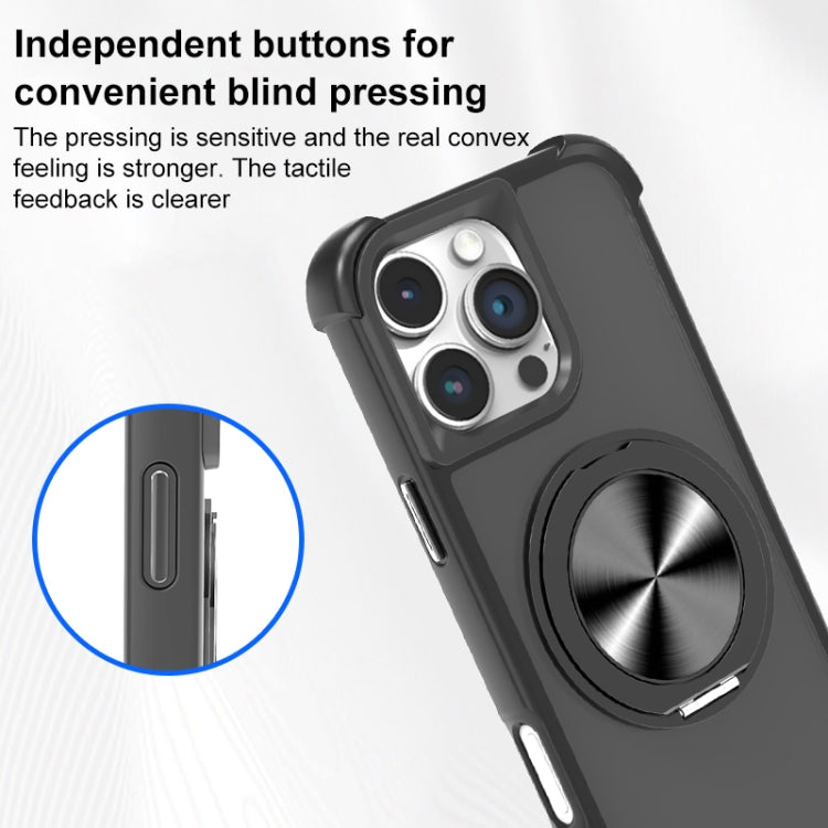 For iPhone 16 Pro Max CD Texture 360 Degree Rotating Holder MagSafe Phone Case(Black) by buy2fix