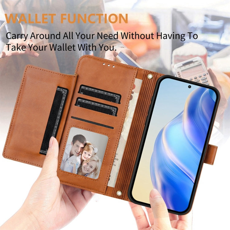 For Motorola Moto G Play 5G 2024 Multi-Card Slots Zipper Wallet Leather Phone Case(Brown) by buy2fix