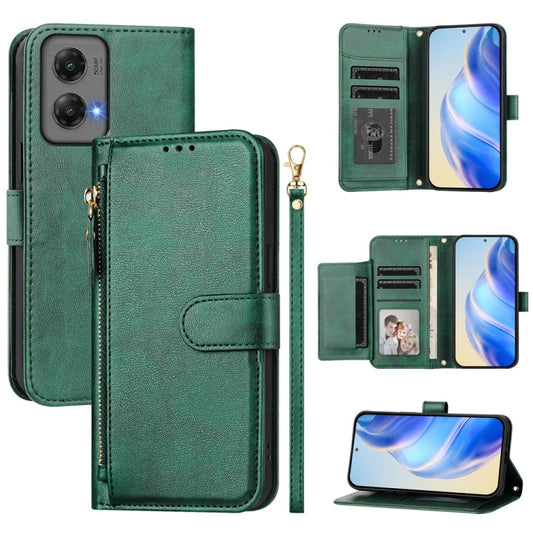For Motorola Moto G Stylus 5G 2024 Multi-Card Slots Zipper Wallet Leather Phone Case(Green) by buy2fix