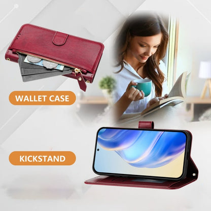 For Motorola Moto G Stylus 5G 2024 Multi-Card Slots Zipper Wallet Leather Phone Case(Dark Red) by buy2fix