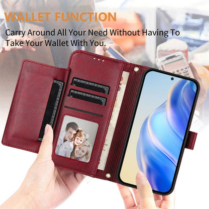 For Motorola Moto G Stylus 5G 2024 Multi-Card Slots Zipper Wallet Leather Phone Case(Dark Red) by buy2fix