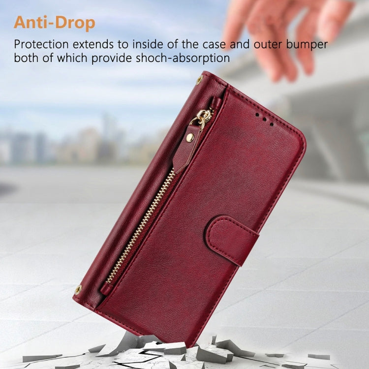 For Motorola Moto G Stylus 5G 2024 Multi-Card Slots Zipper Wallet Leather Phone Case(Dark Red) by buy2fix