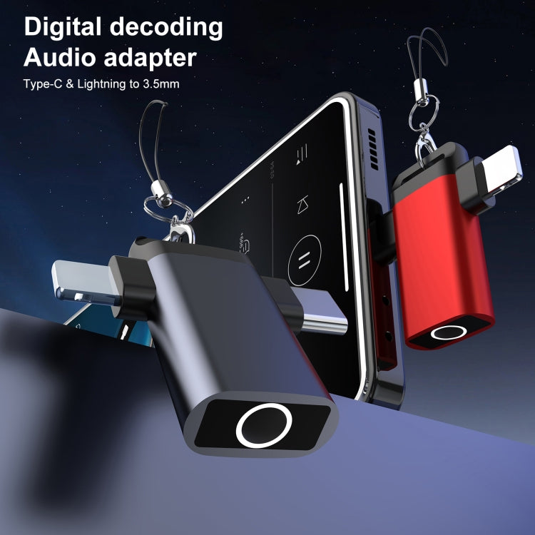 Classic Style Type-C and 8 Pin to 3.5mm Audio Adapter with Lanyard(Black) - Earphone Adapter by buy2fix | Online Shopping UK | buy2fix