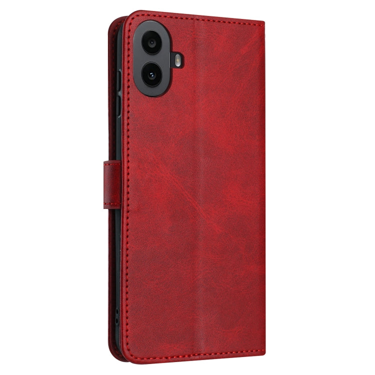 For Nothing CMF Phone 1 Solid Calf Texture Flip Leather Phone Case(Red) - More Brand by buy2fix | Online Shopping UK | buy2fix