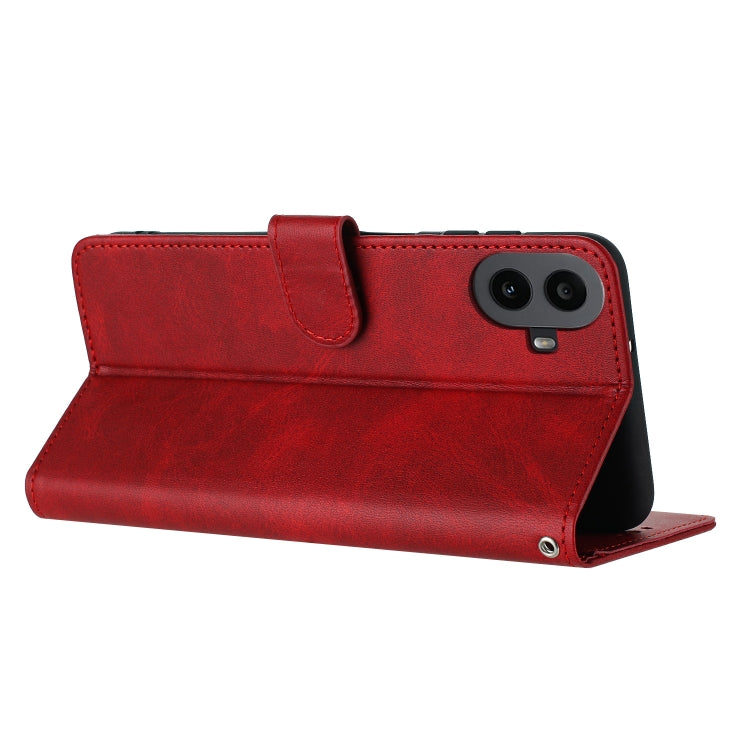 For Nothing CMF Phone 1 Solid Calf Texture Flip Leather Phone Case(Red) - More Brand by buy2fix | Online Shopping UK | buy2fix