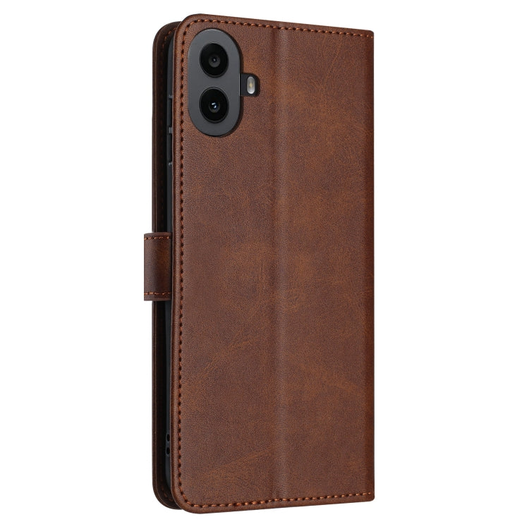 For Nothing CMF Phone 1 Solid Calf Texture Flip Leather Phone Case(Brown) - Nothing Cases by buy2fix | Online Shopping UK | buy2fix