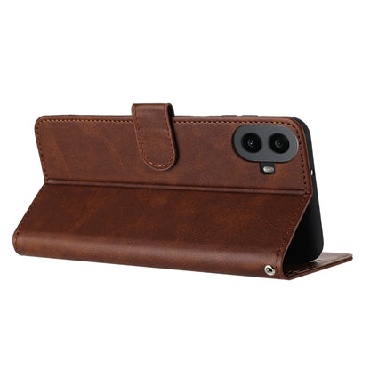For Nothing CMF Phone 1 Solid Calf Texture Flip Leather Phone Case(Brown) - Nothing Cases by buy2fix | Online Shopping UK | buy2fix