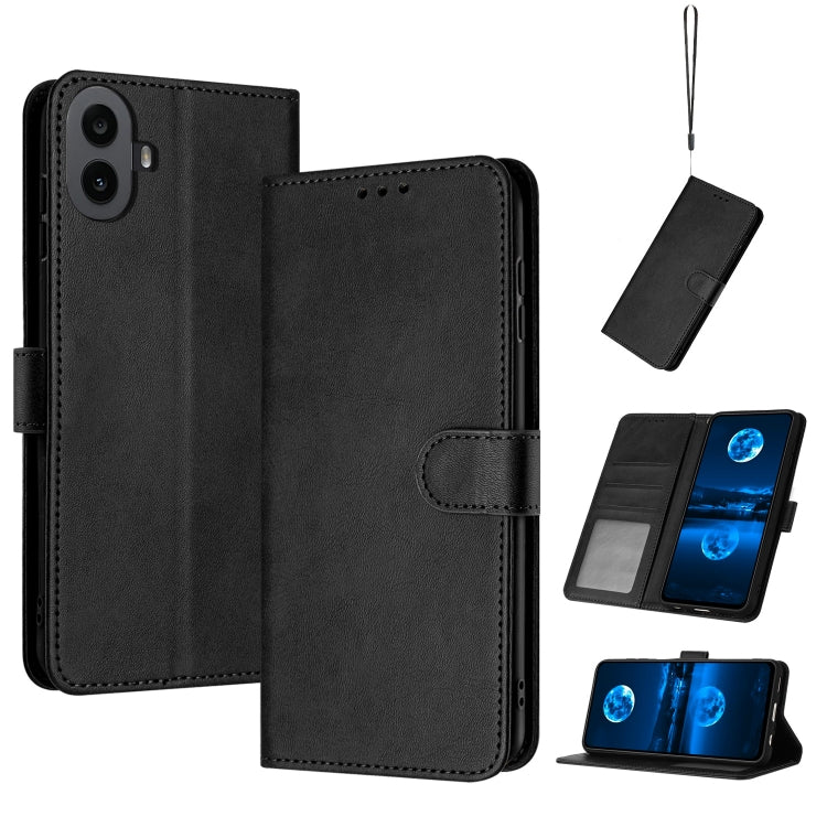 For Nothing CMF Phone 1 Solid Calf Texture Flip Leather Phone Case(Black) - Nothing Cases by buy2fix | Online Shopping UK | buy2fix