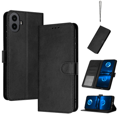For Nothing CMF Phone 1 Solid Calf Texture Flip Leather Phone Case(Black) - Nothing Cases by buy2fix | Online Shopping UK | buy2fix
