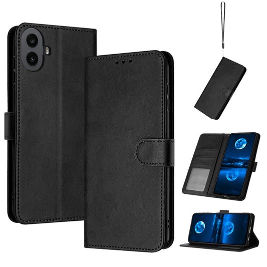 For Nothing CMF Phone 1 Solid Calf Texture Flip Leather Phone Case(Black) - Nothing Cases by buy2fix | Online Shopping UK | buy2fix