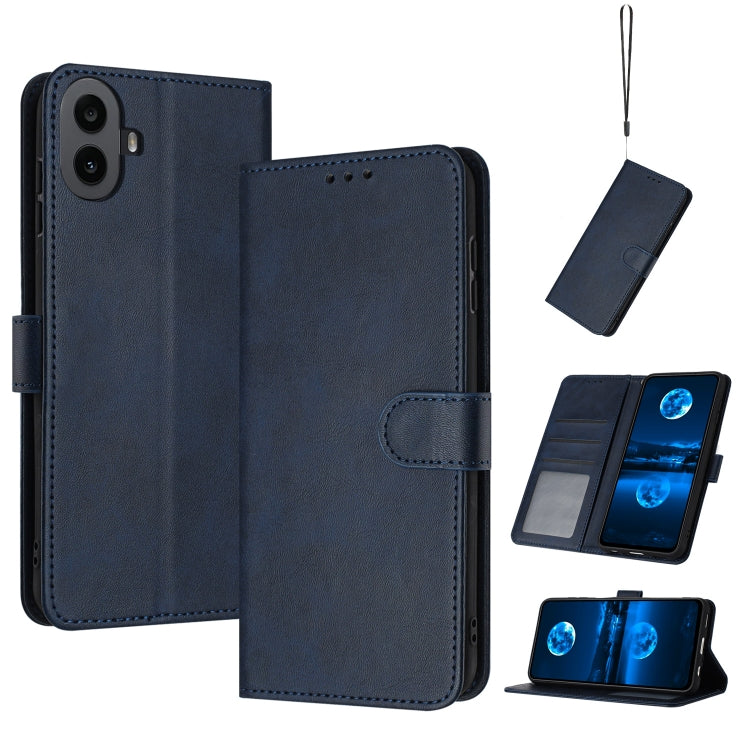For Nothing CMF Phone 1 Solid Calf Texture Flip Leather Phone Case(Dark Blue) - More Brand by buy2fix | Online Shopping UK | buy2fix