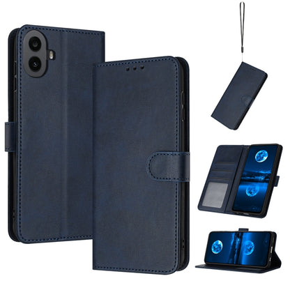 For Nothing CMF Phone 1 Solid Calf Texture Flip Leather Phone Case(Dark Blue) - More Brand by buy2fix | Online Shopping UK | buy2fix