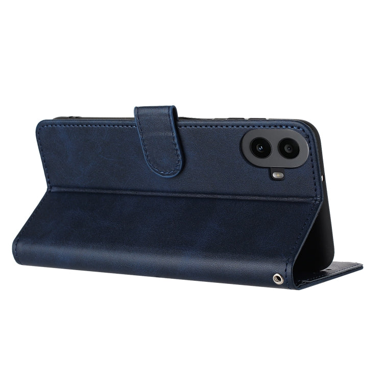 For Nothing CMF Phone 1 Solid Calf Texture Flip Leather Phone Case(Dark Blue) - More Brand by buy2fix | Online Shopping UK | buy2fix