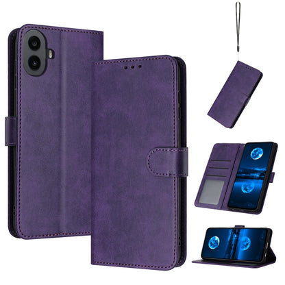 For Nothing CMF Phone 1 Solid Calf Texture Flip Leather Phone Case(Purple) - More Brand by buy2fix | Online Shopping UK | buy2fix