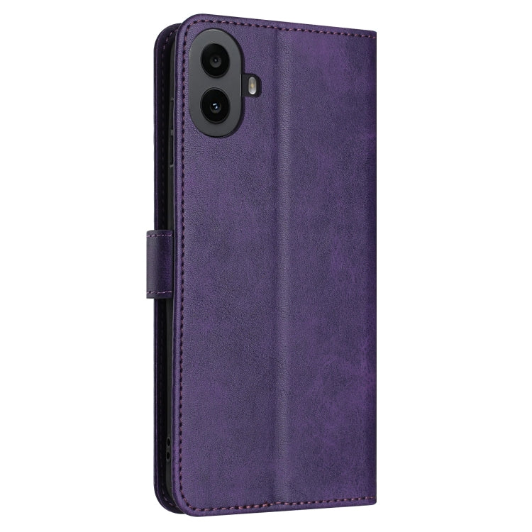 For Nothing CMF Phone 1 Solid Calf Texture Flip Leather Phone Case(Purple) - More Brand by buy2fix | Online Shopping UK | buy2fix