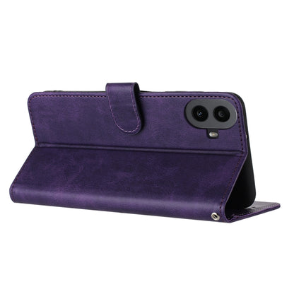 For Nothing CMF Phone 1 Solid Calf Texture Flip Leather Phone Case(Purple) - More Brand by buy2fix | Online Shopping UK | buy2fix