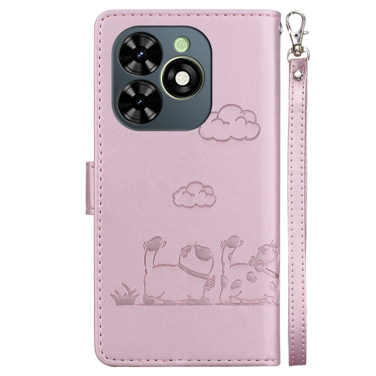 For Tecno Spark Go 2024 / 20 / 20C Cute Cats RFID Leather Phone Case(Rose Gold) - Tecno Cases by buy2fix | Online Shopping UK | buy2fix