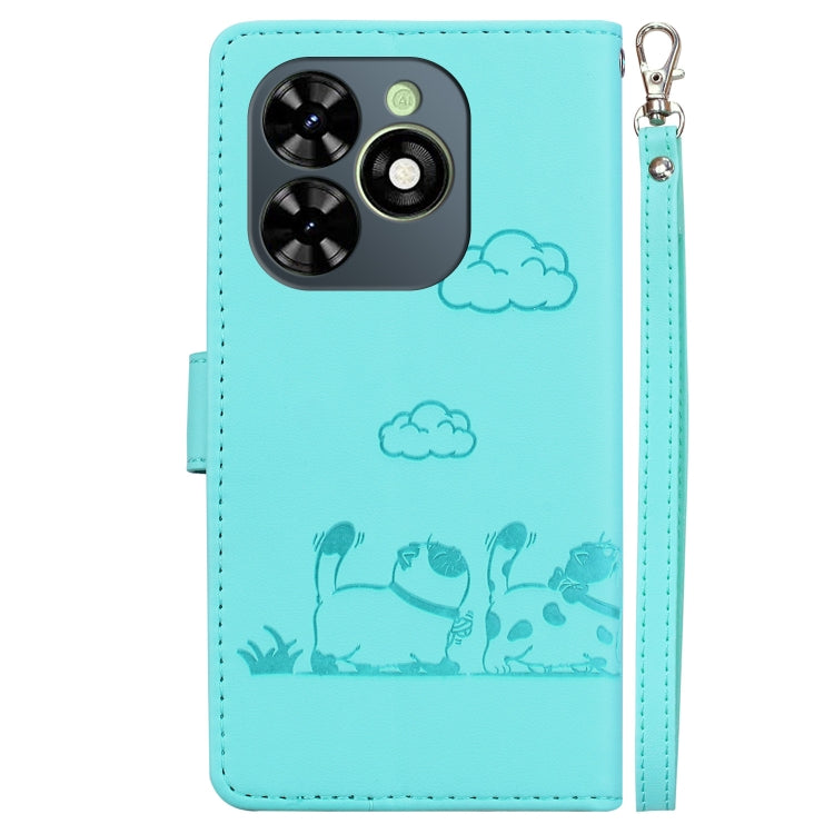 For Tecno Spark Go 2024 / 20 / 20C Cute Cats RFID Leather Phone Case(Green) - Tecno Cases by buy2fix | Online Shopping UK | buy2fix