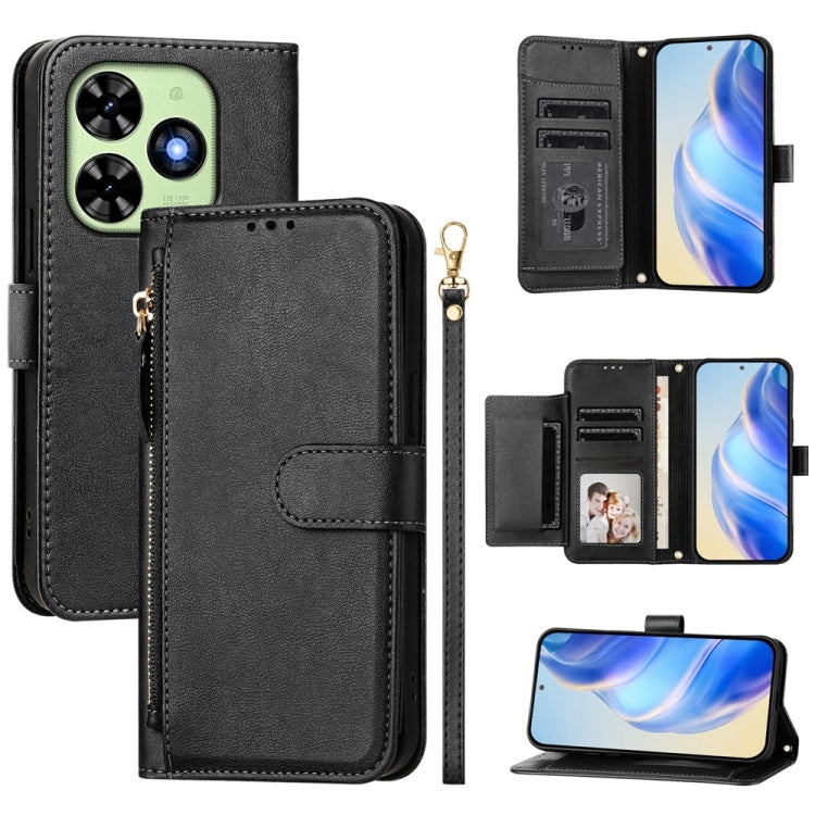 For Tecno Spark Go 2024 Multi-Card Slots Zipper Wallet Leather Phone Case(Black) by buy2fix