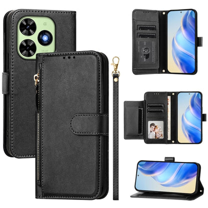 For Tecno Spark Go 2024 Multi-Card Slots Zipper Wallet Leather Phone Case(Black) by buy2fix