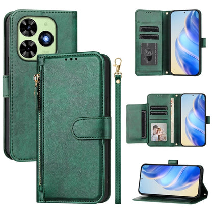 For Tecno Spark Go 2024 Multi-Card Slots Zipper Wallet Leather Phone Case(Green) by buy2fix