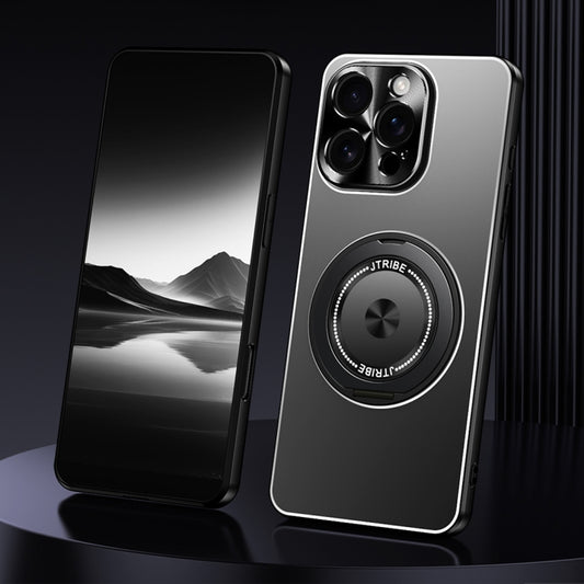 For iPhone 16 Pro Max Rotating Holder Frosted Metal Phone Case(Black) by buy2fix