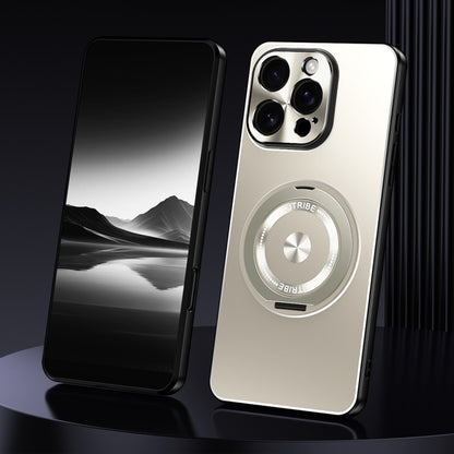 For iPhone 16 Pro Rotating Holder Frosted Metal Phone Case(Titanium) by buy2fix