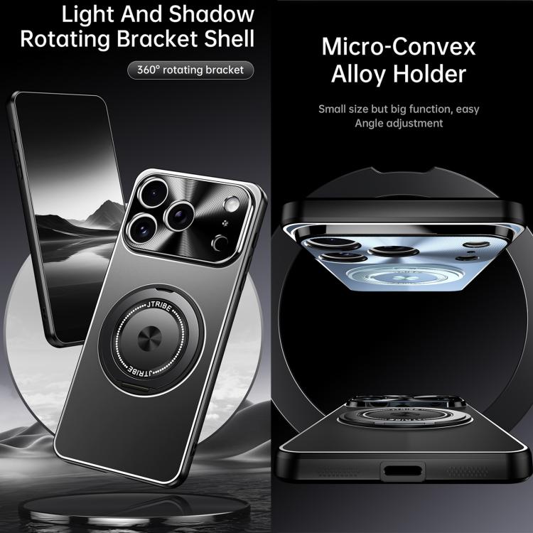 For iPhone 16 Pro Rotating Holder Frosted Metal Phone Case(Titanium) by buy2fix