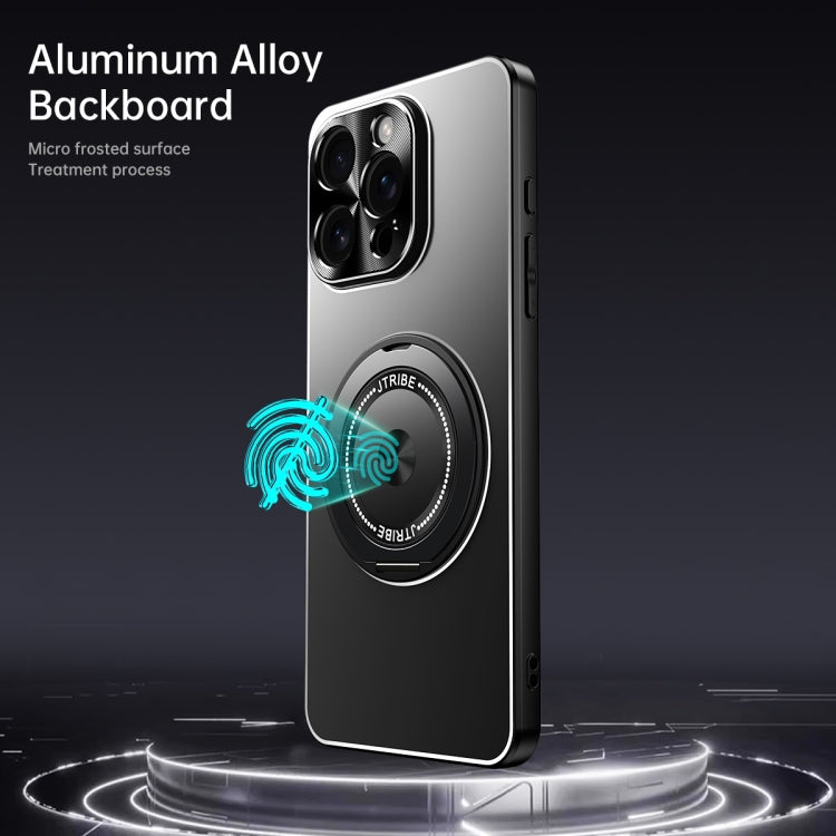 For iPhone 16 Rotating Holder Frosted Metal Phone Case(Titanium) - iPhone 16 Cases by buy2fix | Online Shopping UK | buy2fix