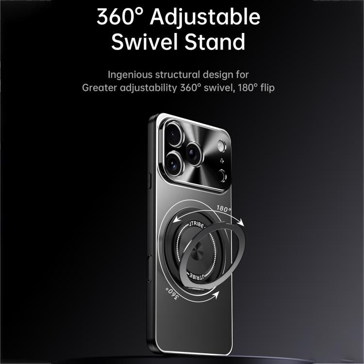 For iPhone 16 Pro Rotating Holder Frosted Metal Phone Case(Black) by buy2fix