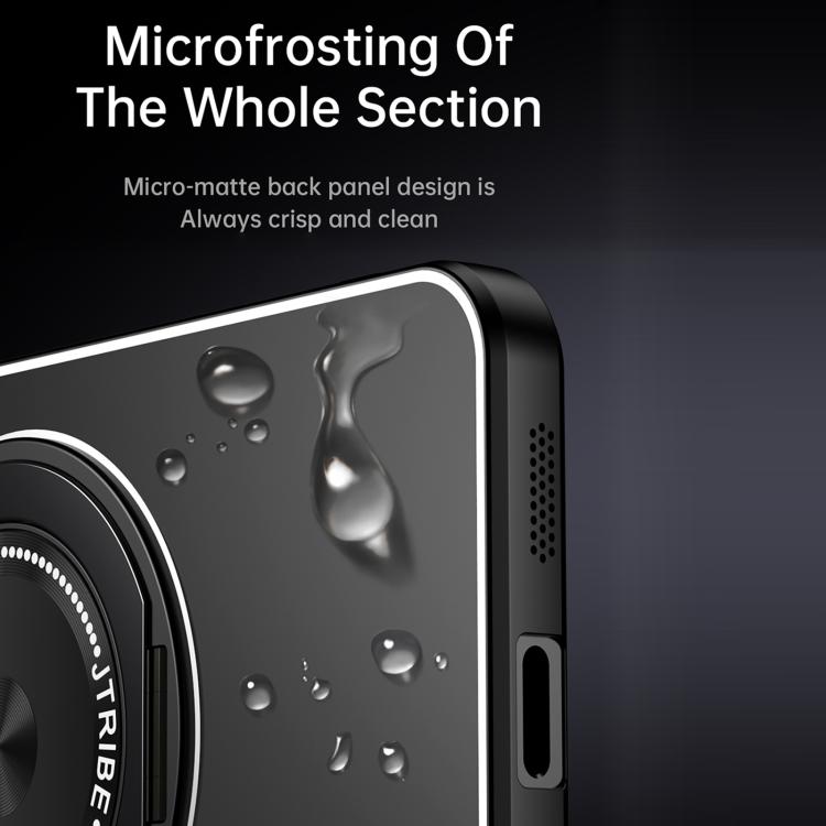 For iPhone 16 Rotating Holder Frosted Metal Phone Case(Black) by buy2fix