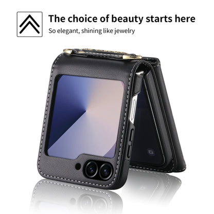 For Samsung Galaxy Z Flip6 / Flip7 FE POLA Multi-Card Slots Leaf Pattern Phone Case(Black) - Galaxy Z Flip6 5G Cases by POLA | Online Shopping UK | buy2fix