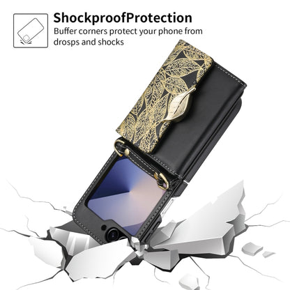 For Samsung Galaxy Z Flip6 / Flip7 FE POLA Multi-Card Slots Leaf Pattern Phone Case(Black) - Galaxy Z Flip6 5G Cases by POLA | Online Shopping UK | buy2fix