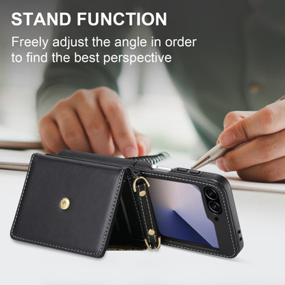 For Samsung Galaxy Z Flip6 / Flip7 FE POLA Multi-Card Slots Leaf Pattern Phone Case(Black) - Galaxy Z Flip6 5G Cases by POLA | Online Shopping UK | buy2fix